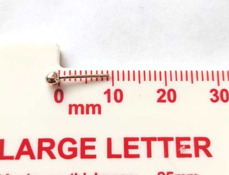 9ct Gold 2.5mm Tiny Small Plain Round Ball Stud Sleeper Earrings B'day GIFT BOX