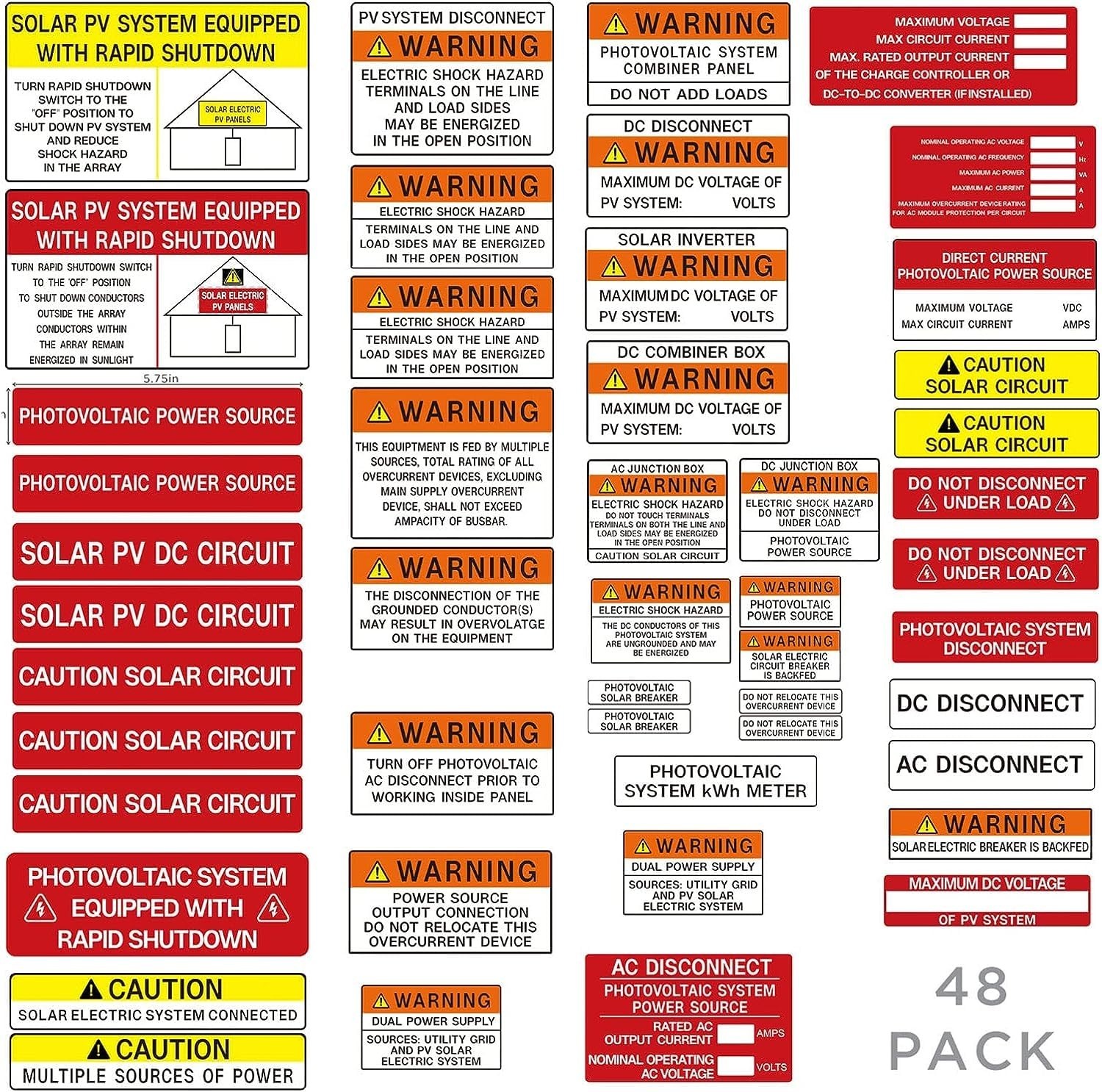 Solar System Installer Label Kit | 2020 & 2017 Code | Electrical Safety Stickers