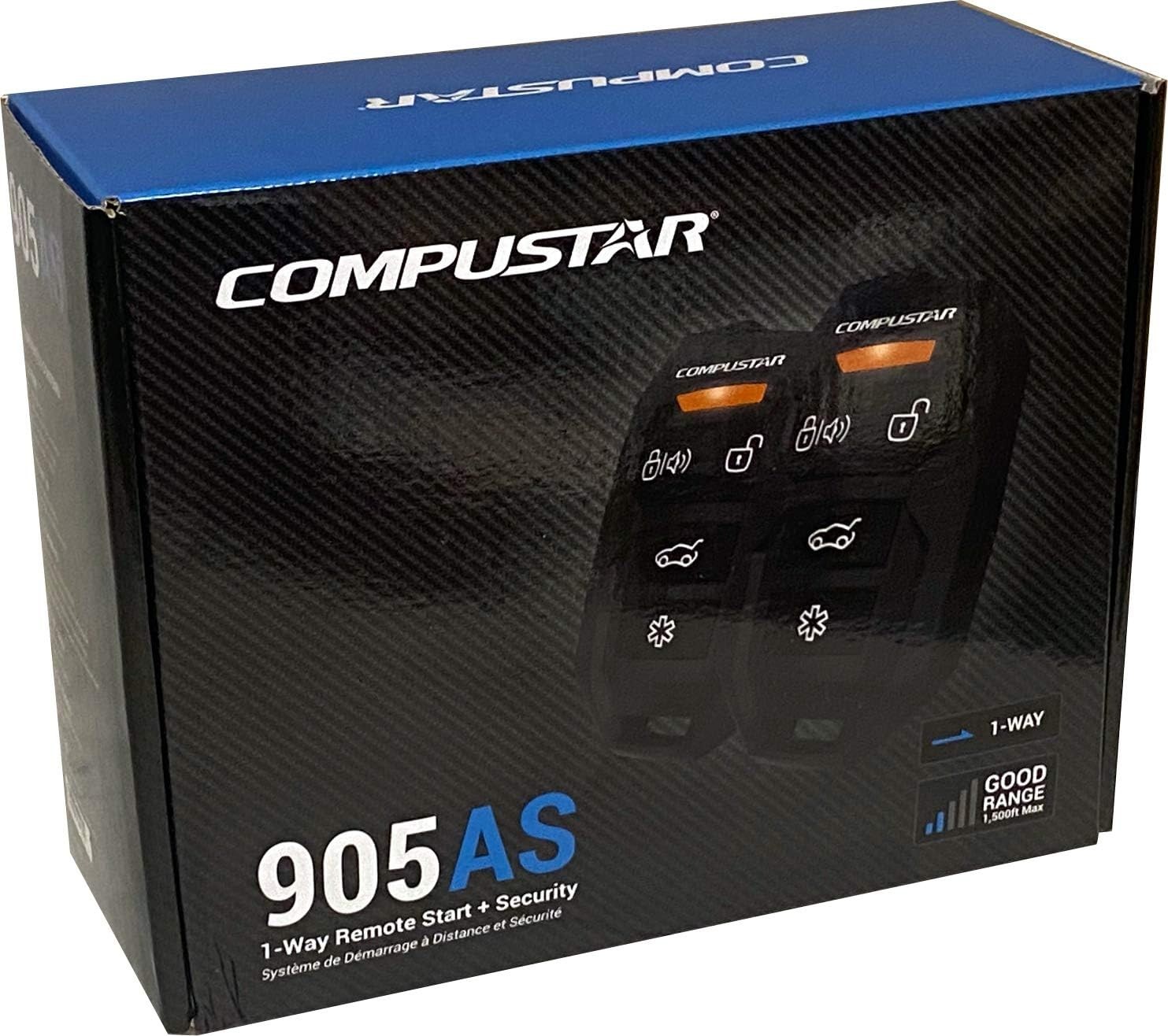 Compustar CS905AS All-in-One 4 Button 1 Way Alarm & Remote Start 1500 Feet Rang
