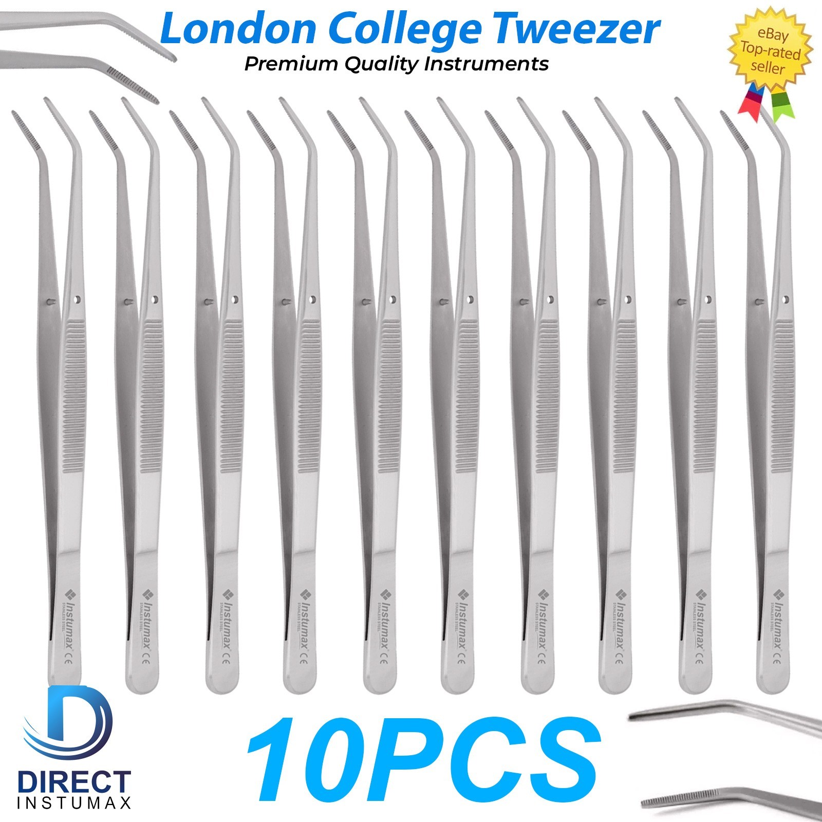 London College Tweezer Surgical Cotton & Dressing Forceps Serrated Tip Lab Plier