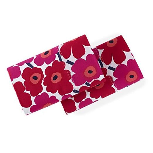 - Pillowcase Set, 100% Soft Cotton Percale Bedding with a Mini Unikko Red