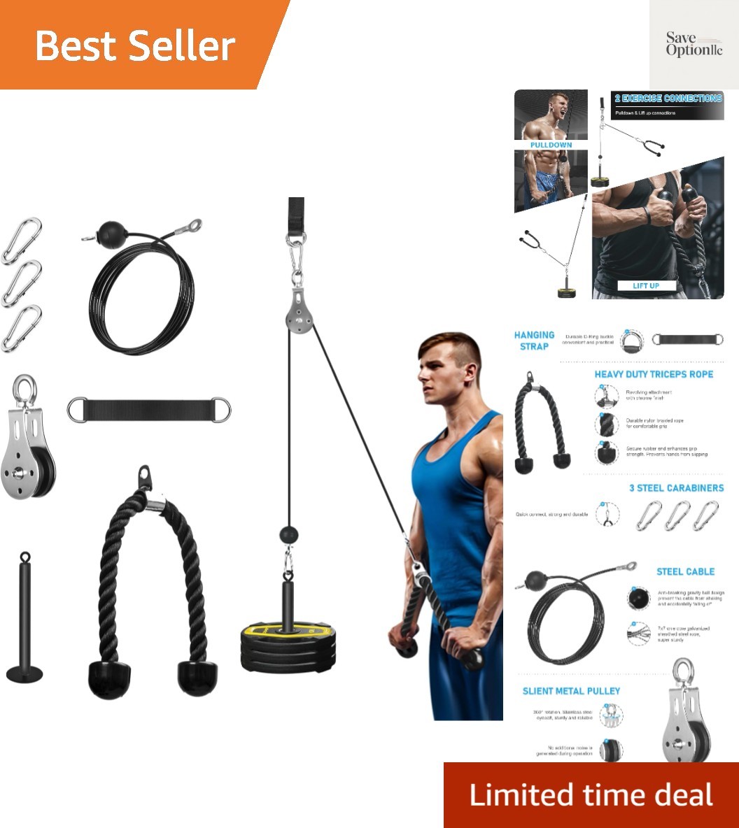 Pulley System for Home Gym, Cable Pulley System Gym for LAT Pulldown Cable Ma...