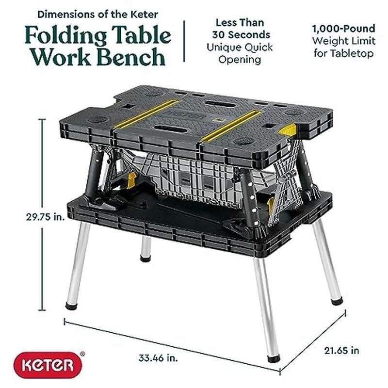 Portable Folding Work Table Heavy Duty Workbench W/ Clamps DIY Projects New