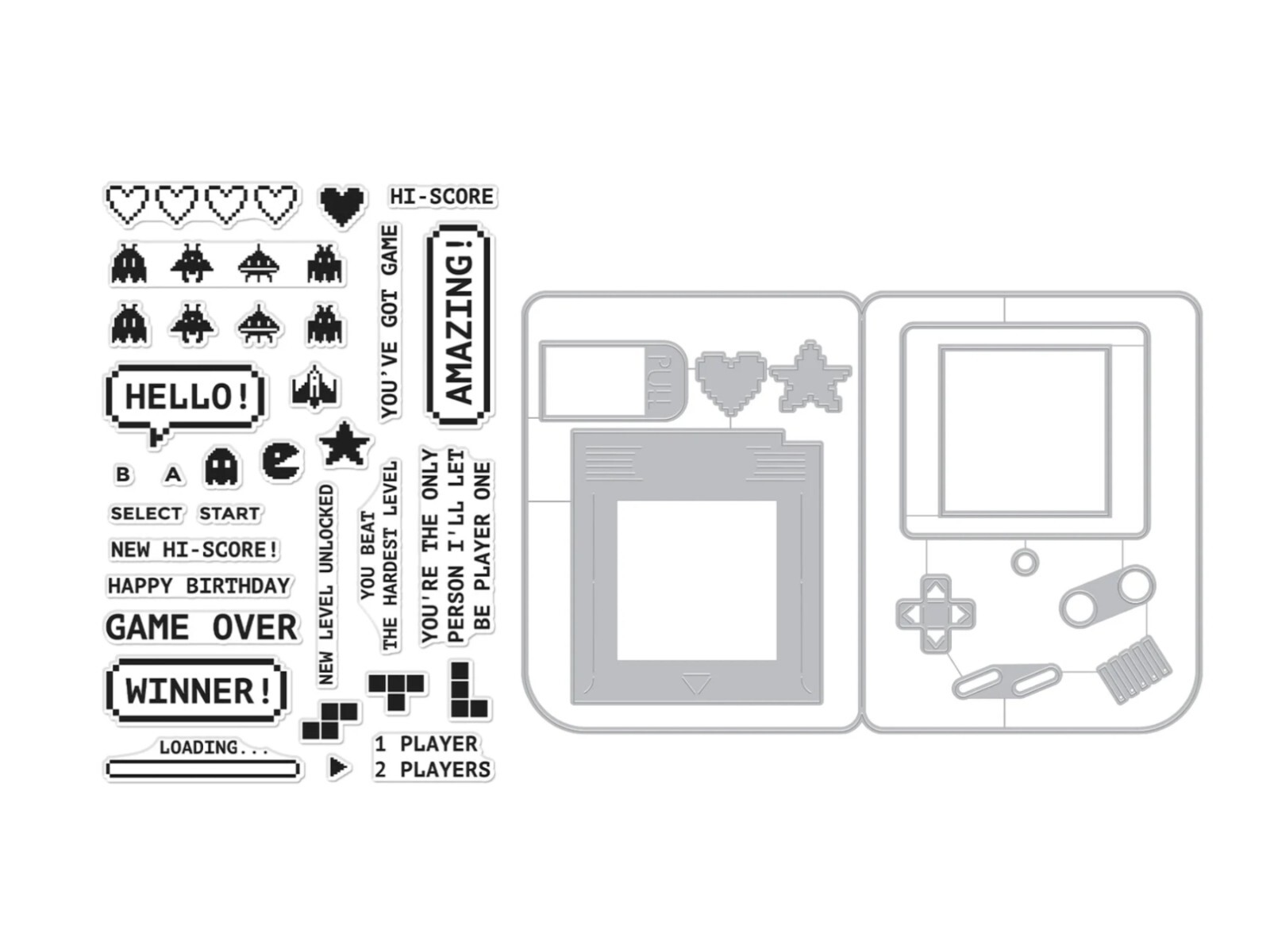 Hero Arts & Ralph Tyndall (HA + RT) "RETRO GAME" Clear Stamps & Dies Bundle 2024