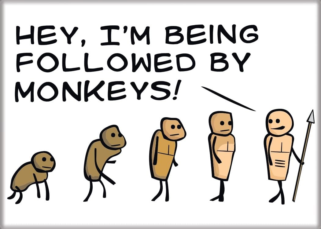 Cyanide & Happiness Web Comic I'm Being Followed By Monkeys! Refrigerator Magnet