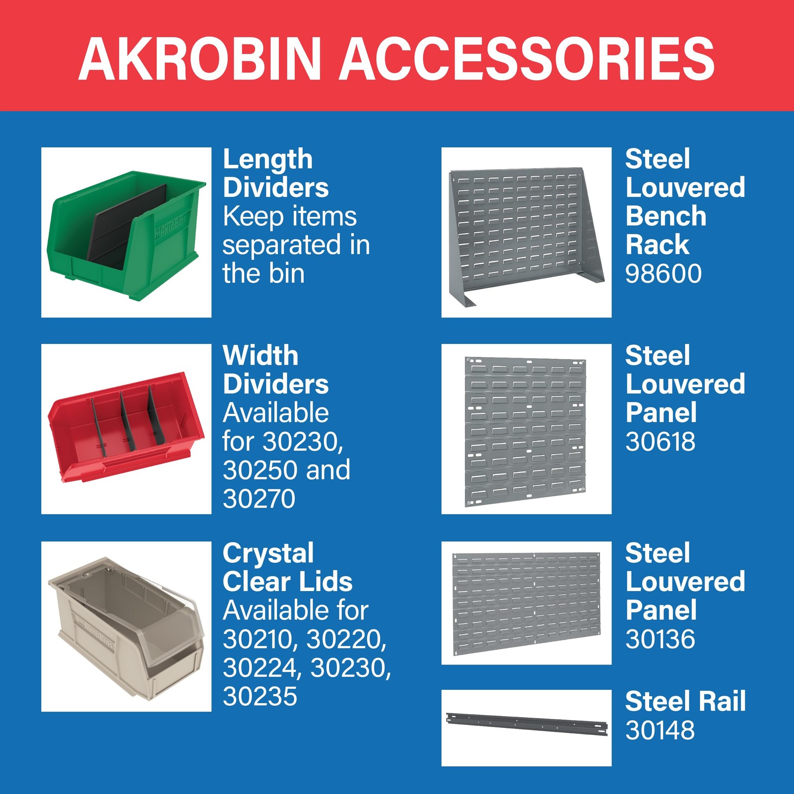AkroMils 30230 AkroBins Plastic Storage Bins, SpaceSaving Stackable Bins for ...