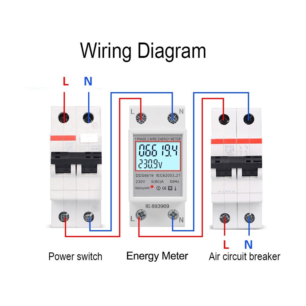 Comprehensive LCD Energy Meter 80A for Electrical Consumption Tracking