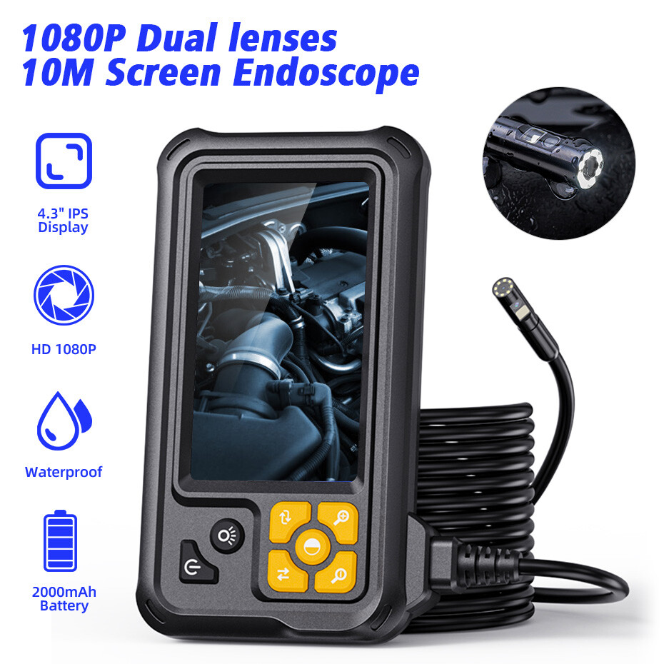 Dual Lens 10M Waterproof Endoscope 4.3" Screen Industrial Inspection Camera