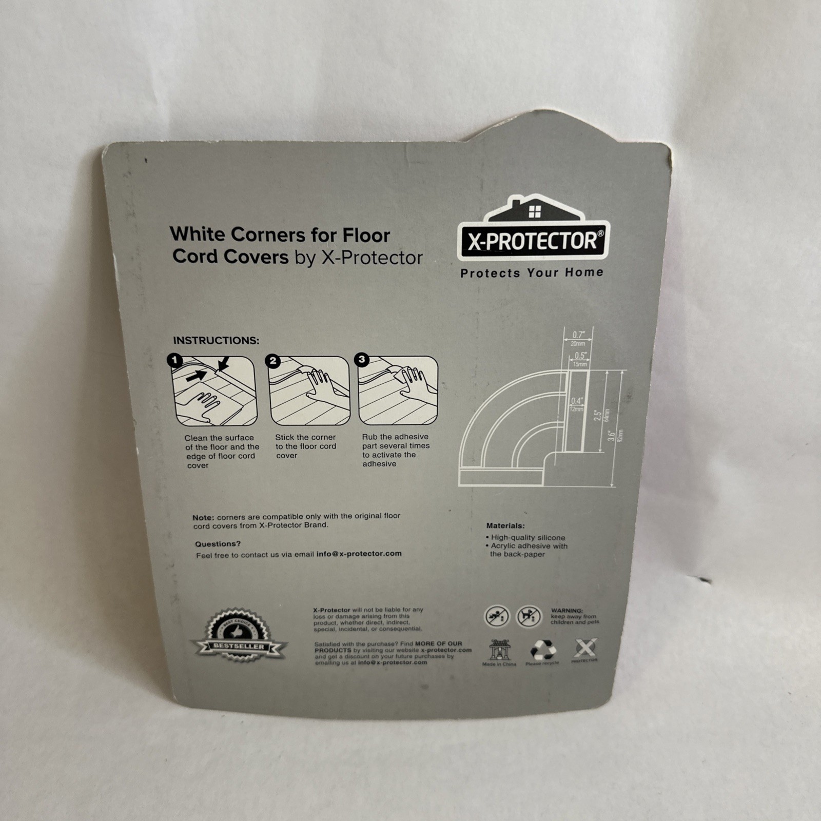 X-Protector White Corners For Floor Cord Covers
