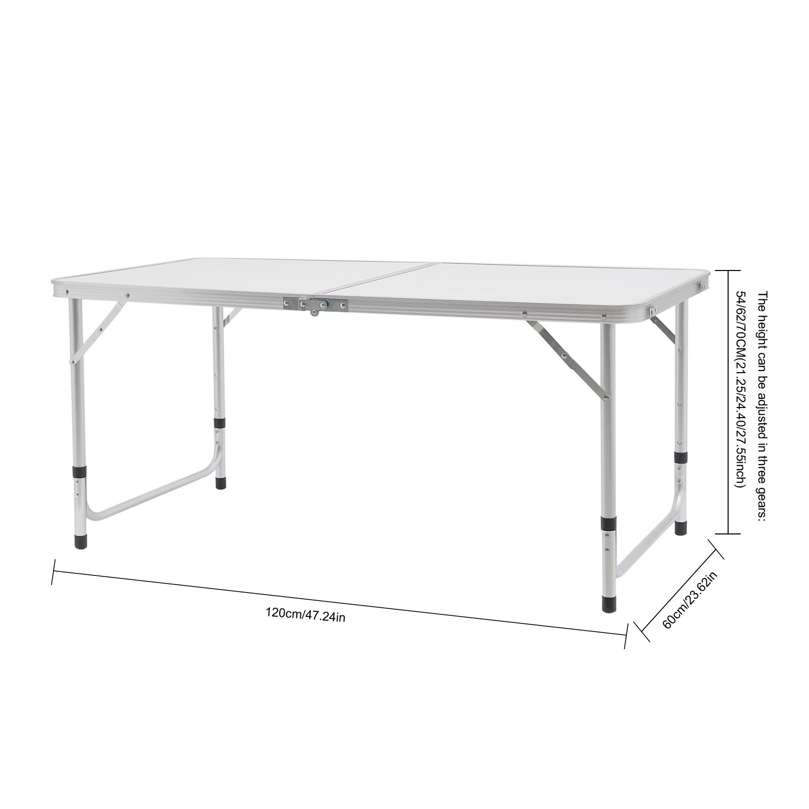 Portable Folding Table Indoor & Outdoor Adjustable Height Table for Picnic, BBQ
