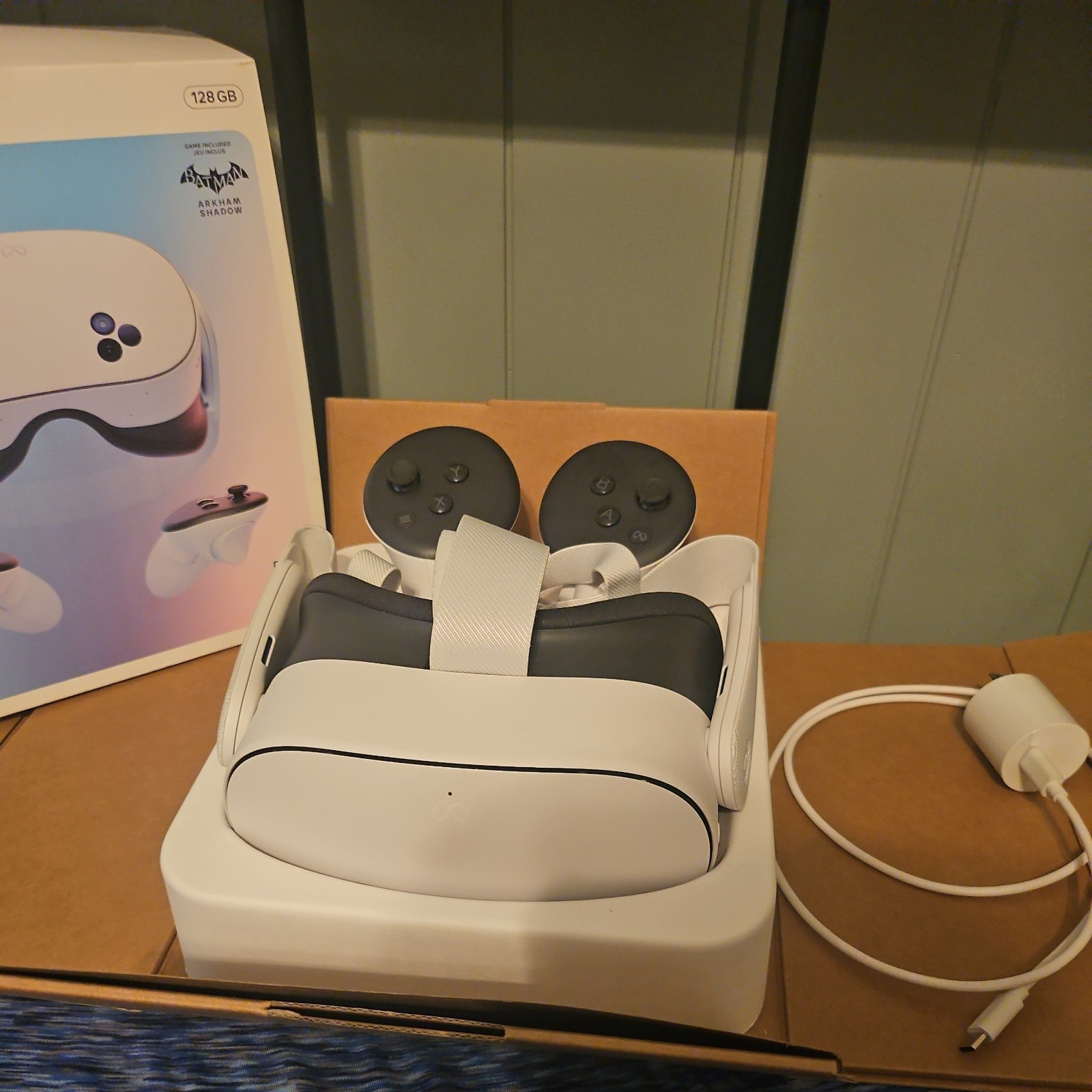 Meta Quest 3S 128 GB VR Headset With Controllers, Batteries, and Charger