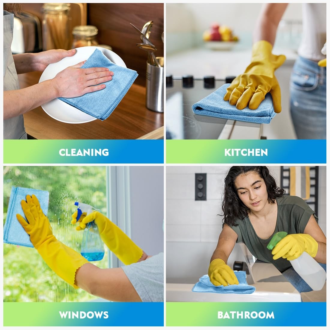 HOMEXCEL Blue Microfiber Cleaning Cloth 12 Pack, 12.5 x Inch,
