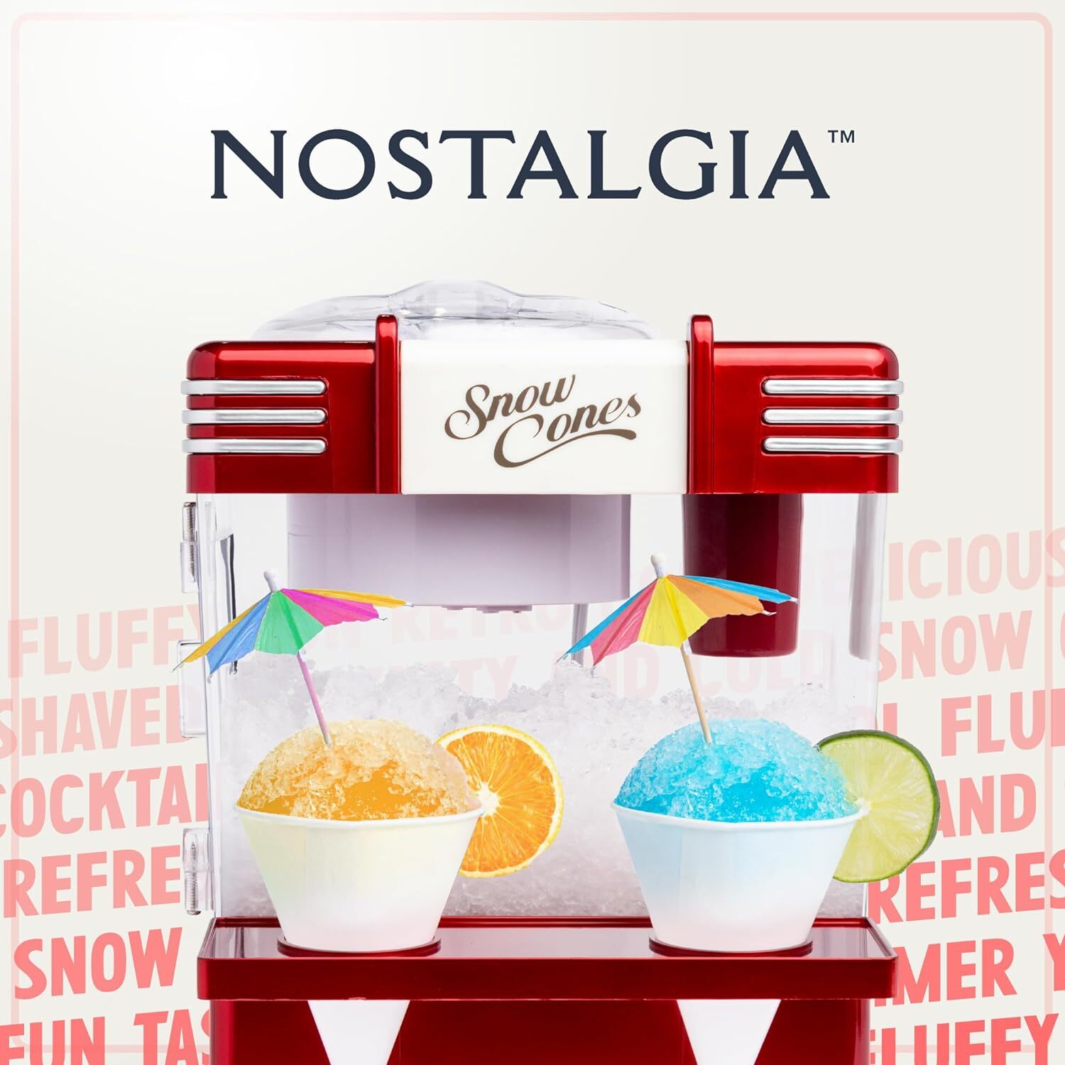 Shaved Ice and Snow Cone Machine, Retro Table-Top Slushy Machine Makes 20 Treats