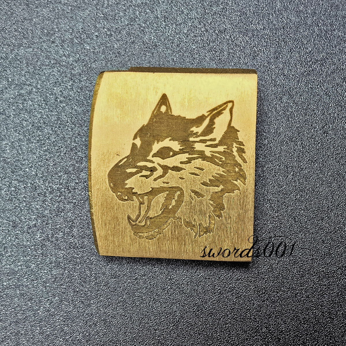 WOLF engraved brass habaki collar for Japanese samurai swords katana wakizashi