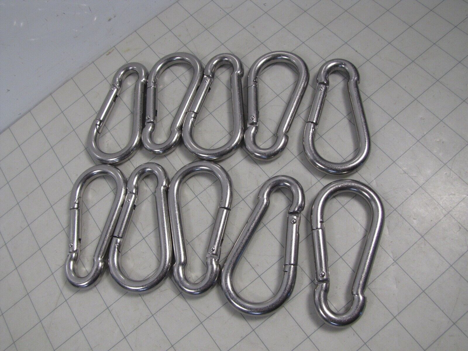 10-pack 4" Long Stainless Steel Spring Loaded Hook Link / Carabiner NEW