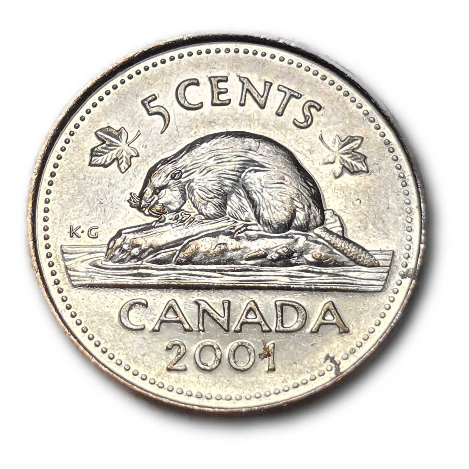 2001 P Canada 5 Cents KM 183 Elizabeth II Beaver Nickel Royal Canadian Mint D209
