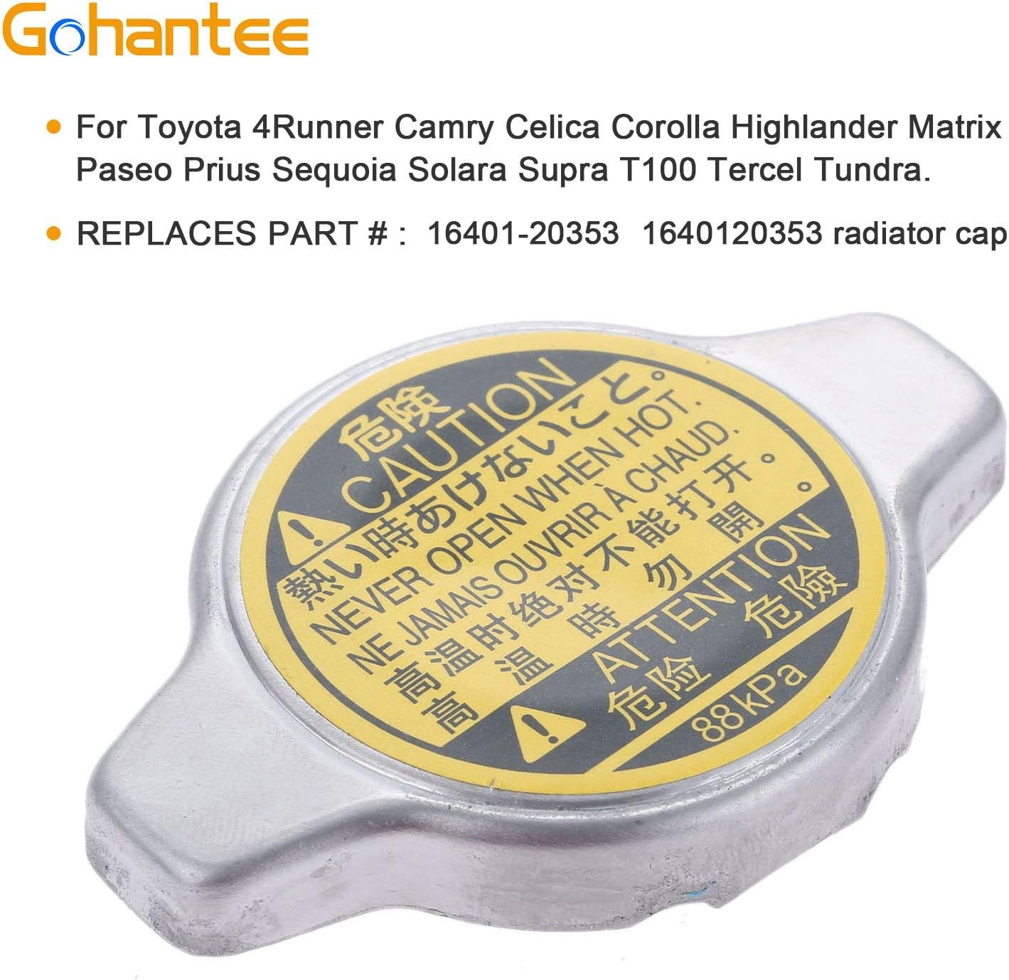 Radiator Cap 1640120353 Replace 16401-20353 Replacement for 4Runner, Camry, Celi