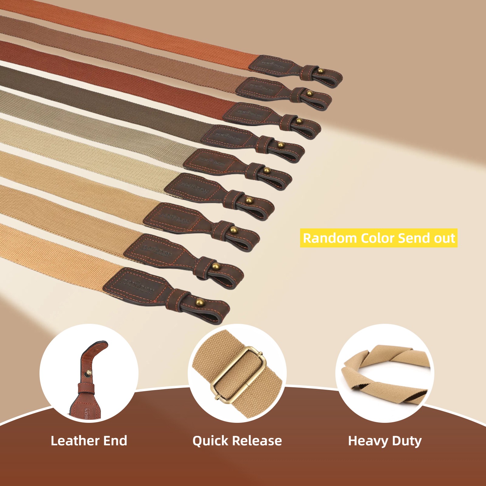 Tourbon Gun Sling Rifle Strap Webbing Leather Quick Release Shooting Adjustable