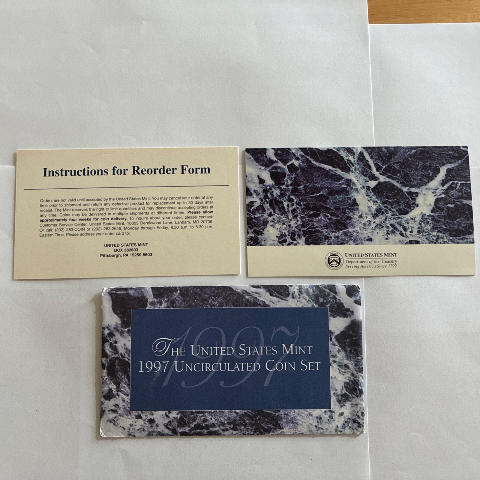 1997 US Mint Uncirculated Set ENVELOPE - REPLACEMENT ENVELOPE - NO COINS
