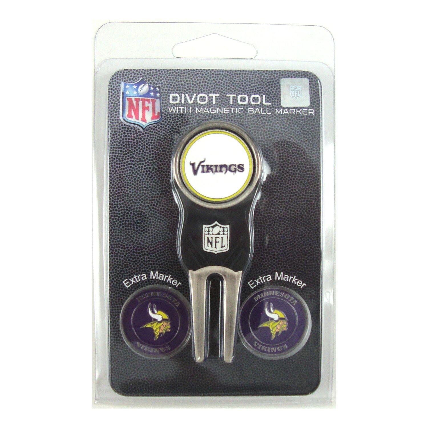 Minnesota Vikings Golfer's Divot Repair Tool with 3 NFL Golf Ball Markers