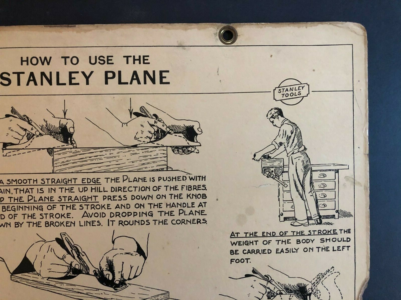 Vintage 1928 Stanley Tools Double Sided Pressboard Instructional Chart (13 / 14)