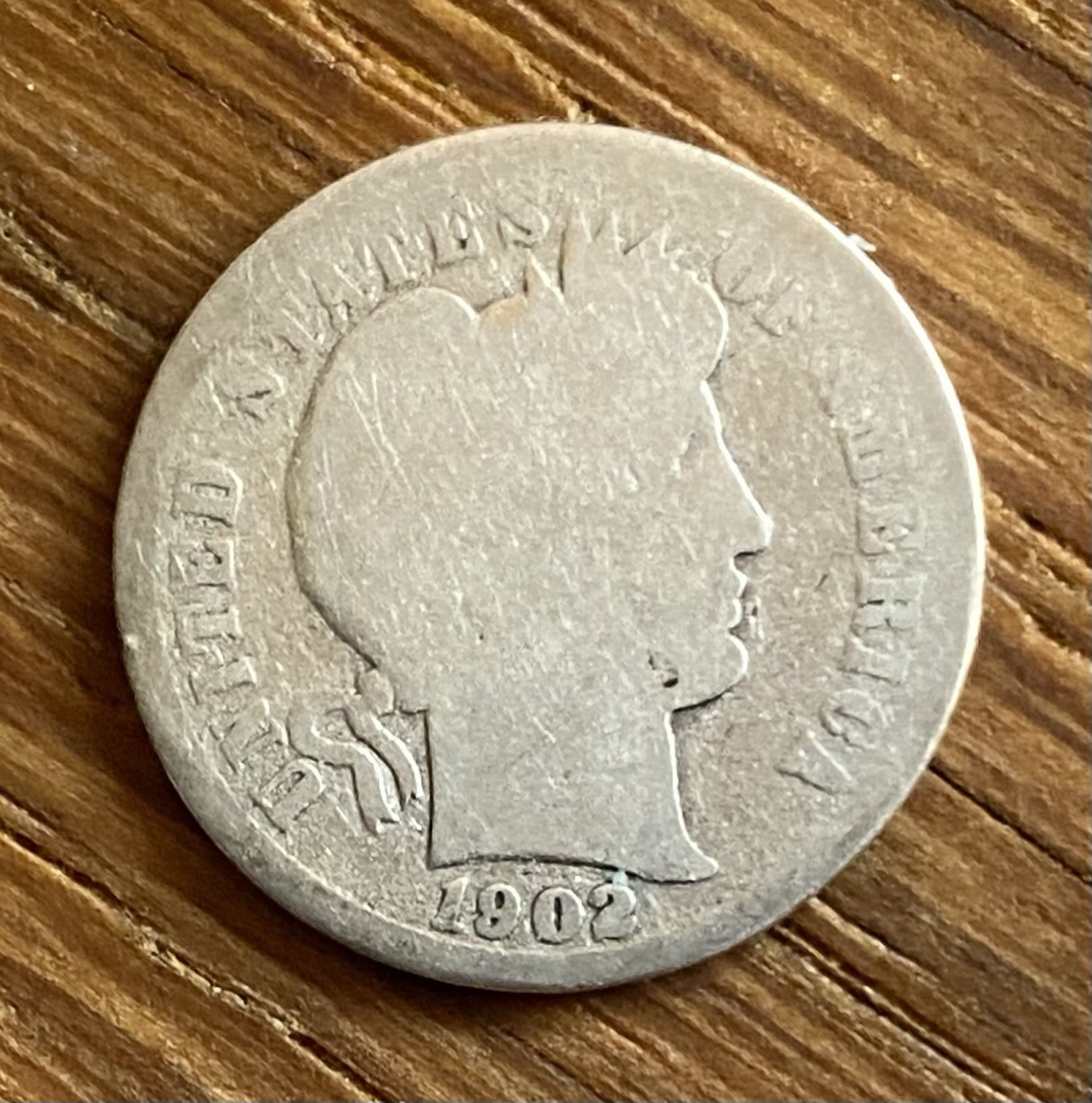 1902 Barber Dime Philadelphia Gilded Age Era 90% Silver Historic US Coin 10C