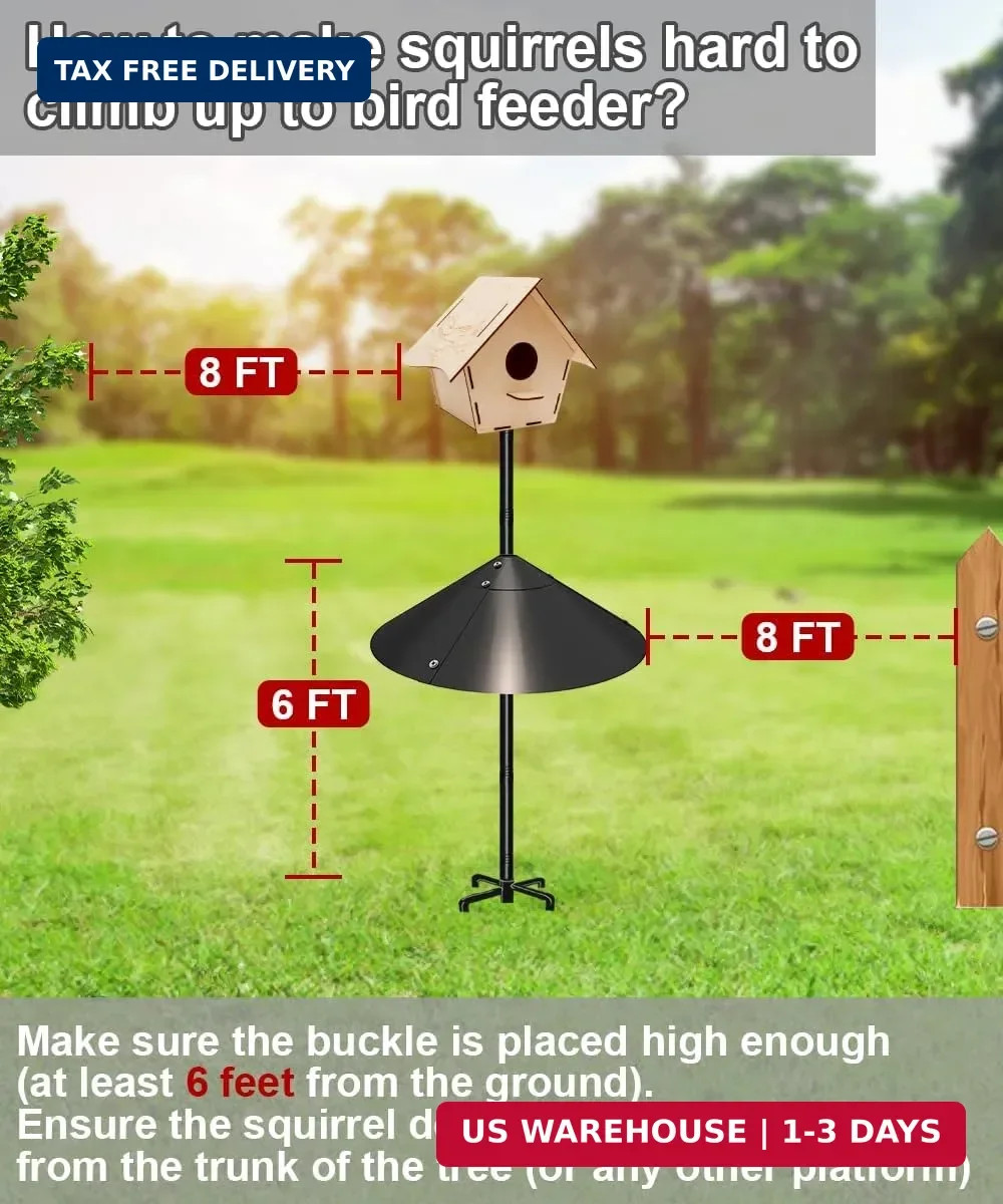 Metal Squirrel Baffle for Bird Feeder Pole, Outside Pole Mount Bird