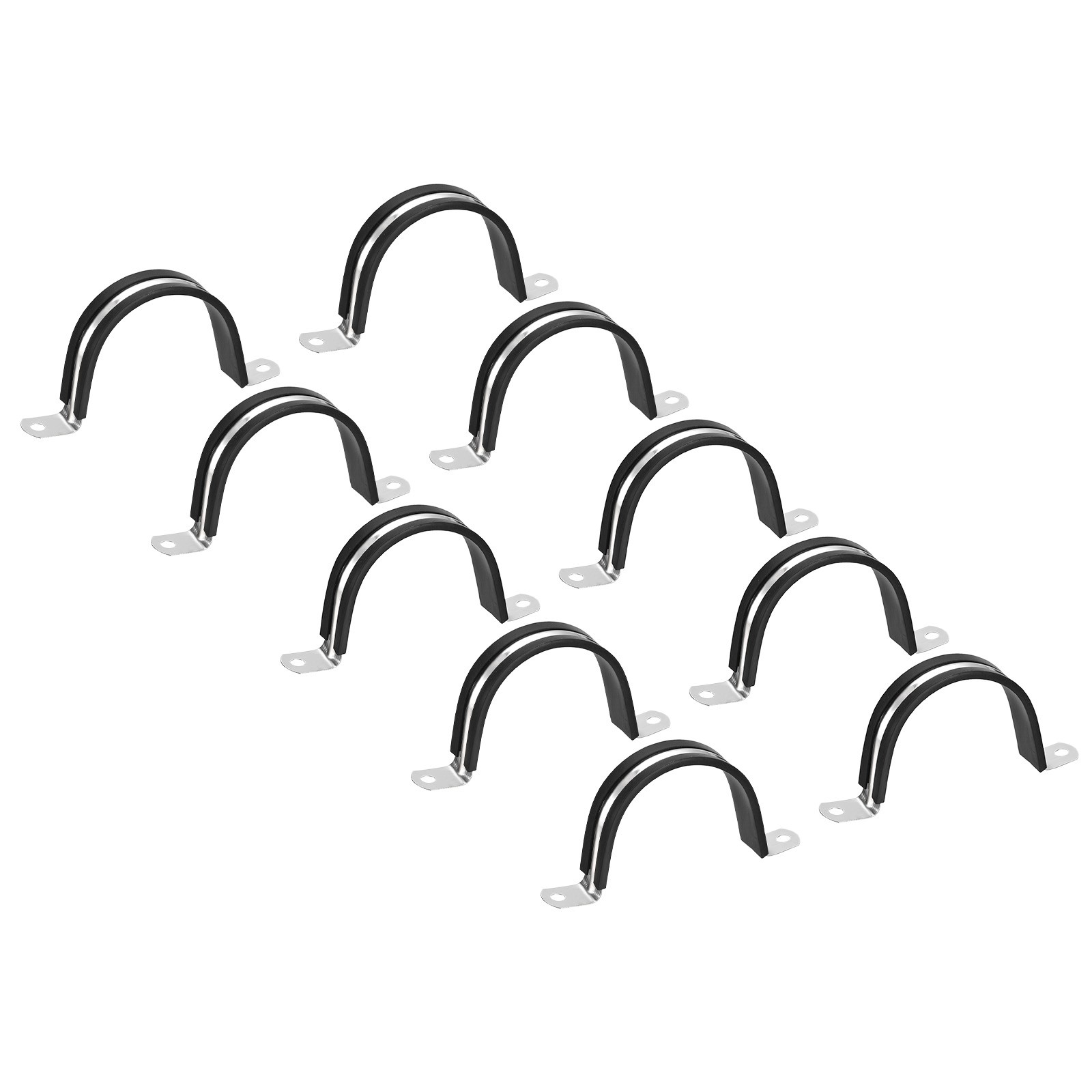 60mm Rigid Pipe Strap Clamp, 12 Pcs Stainless Steel Two Hole U-shape Tube Clip