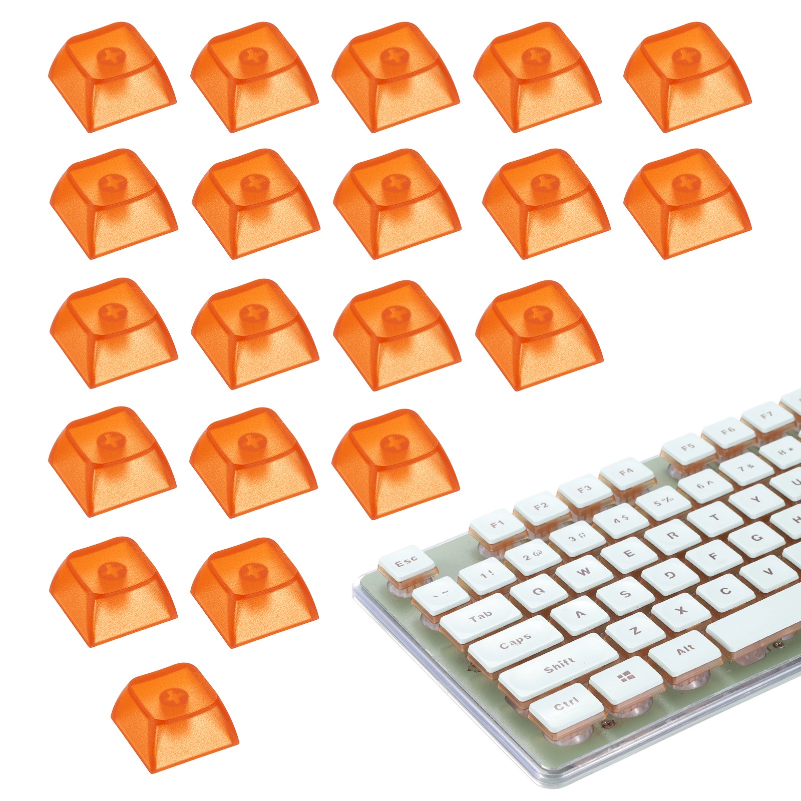 20Pcs XDA Profile Keycap Set PBT Mechanical Numeric Keypads, Clear Orange