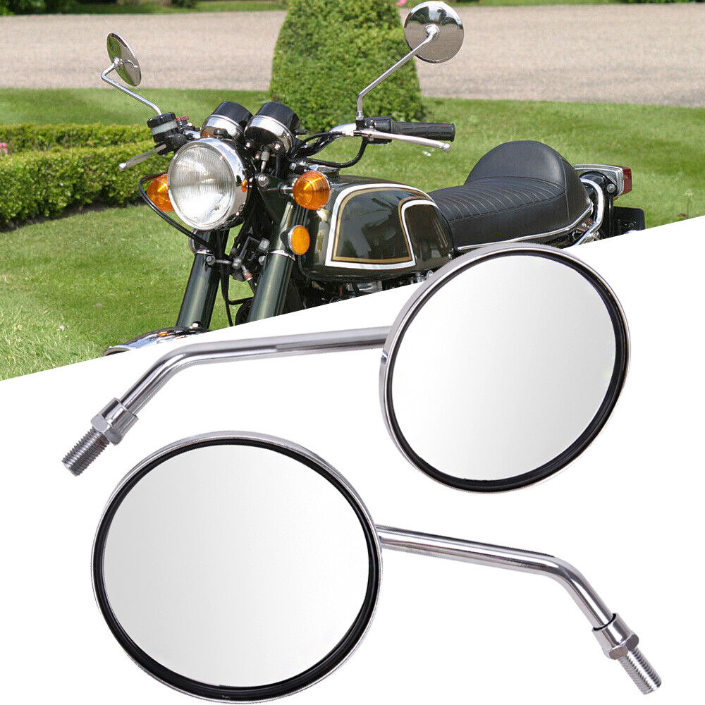 Pair 10mm Mirror For Honda XL100-500 CB200-750 CL200-450 GL1000 CX500 Chrome