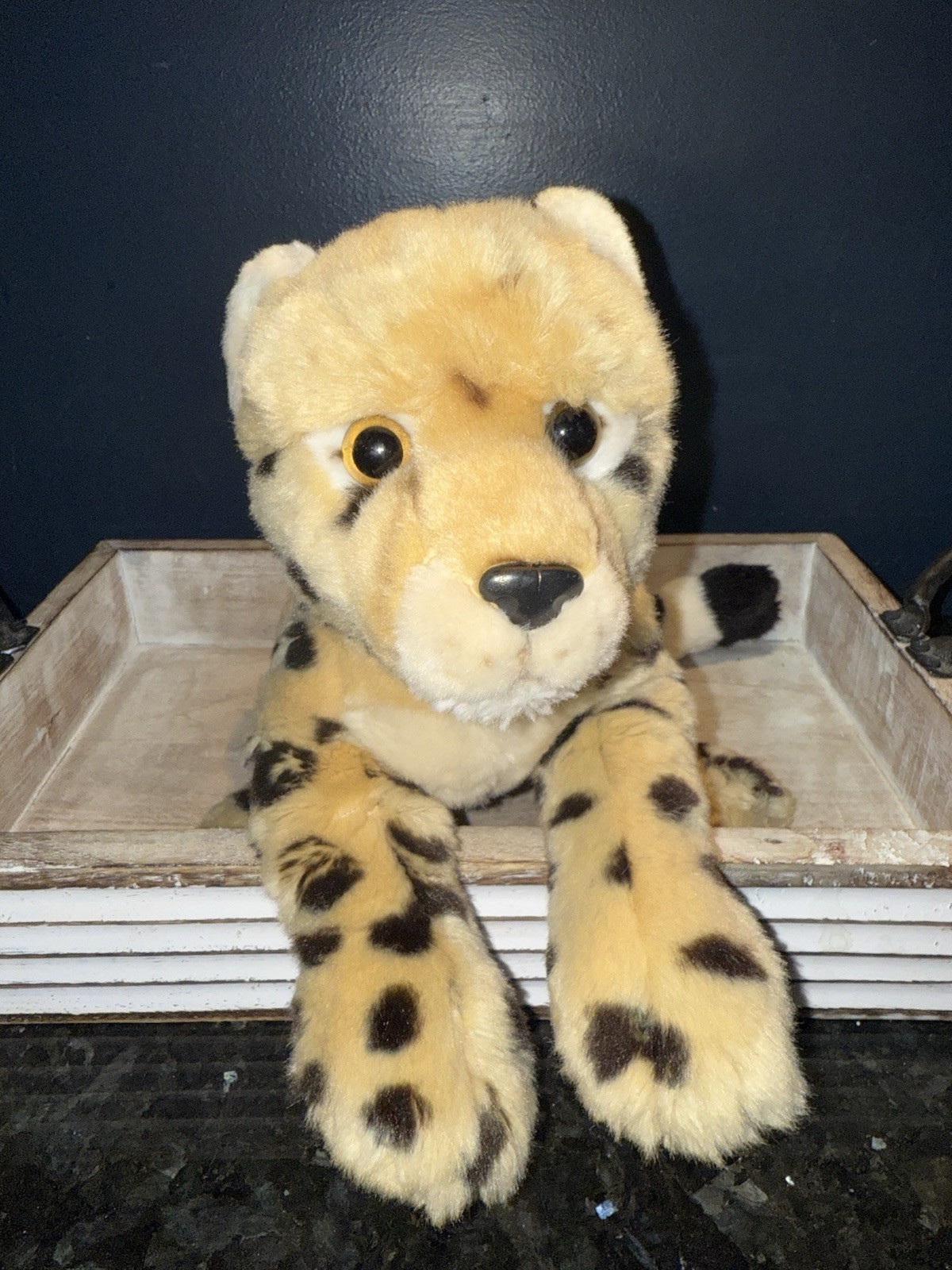 2018 FAO Schwarz Realistic CHEETAH LEOPARD CUB Cat Soft Plush Stuffed Toy 18"EUC