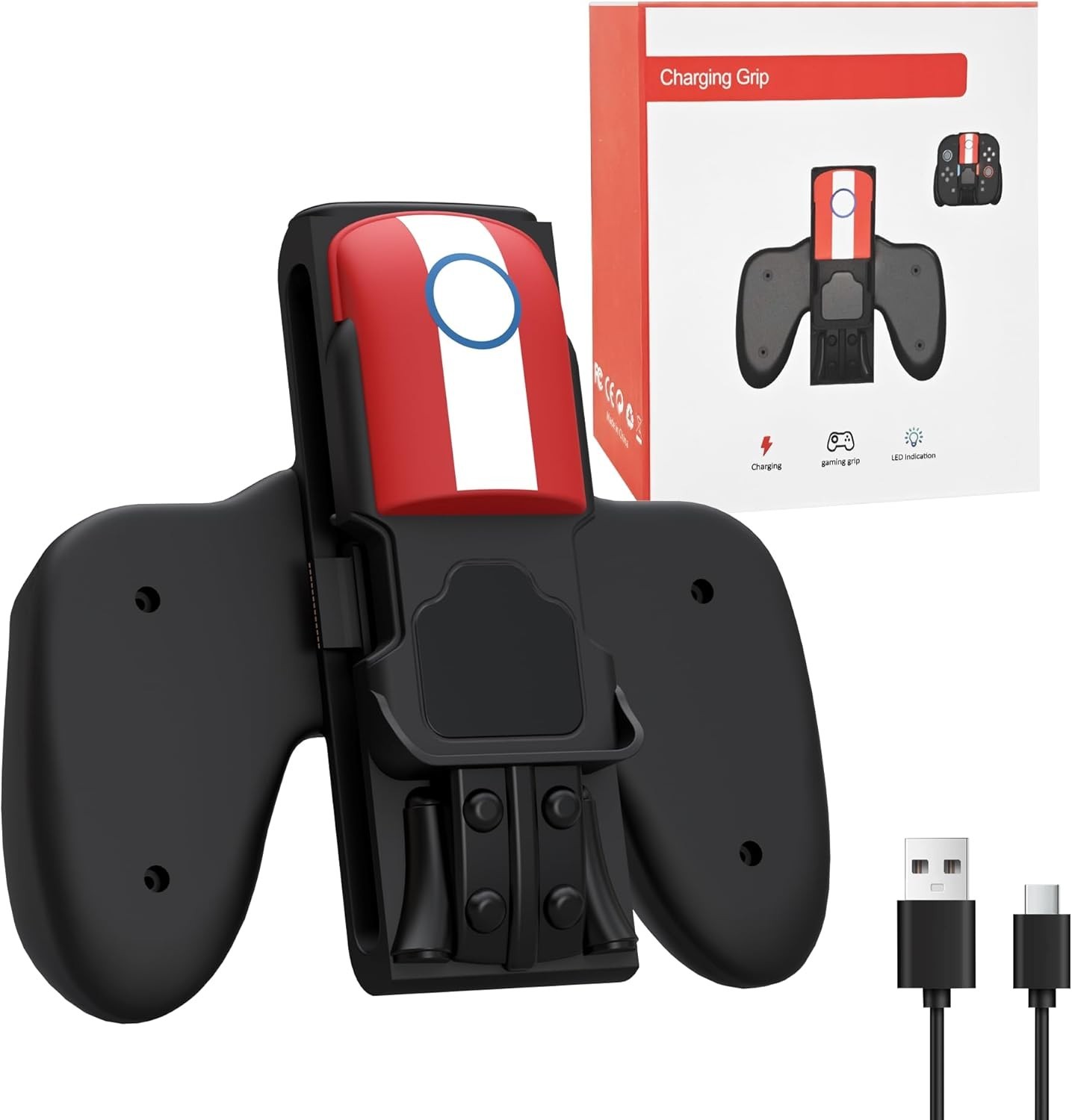 Magnetic Charging Grip for Switch 2 Joy Con LED Indicator Play While Charging