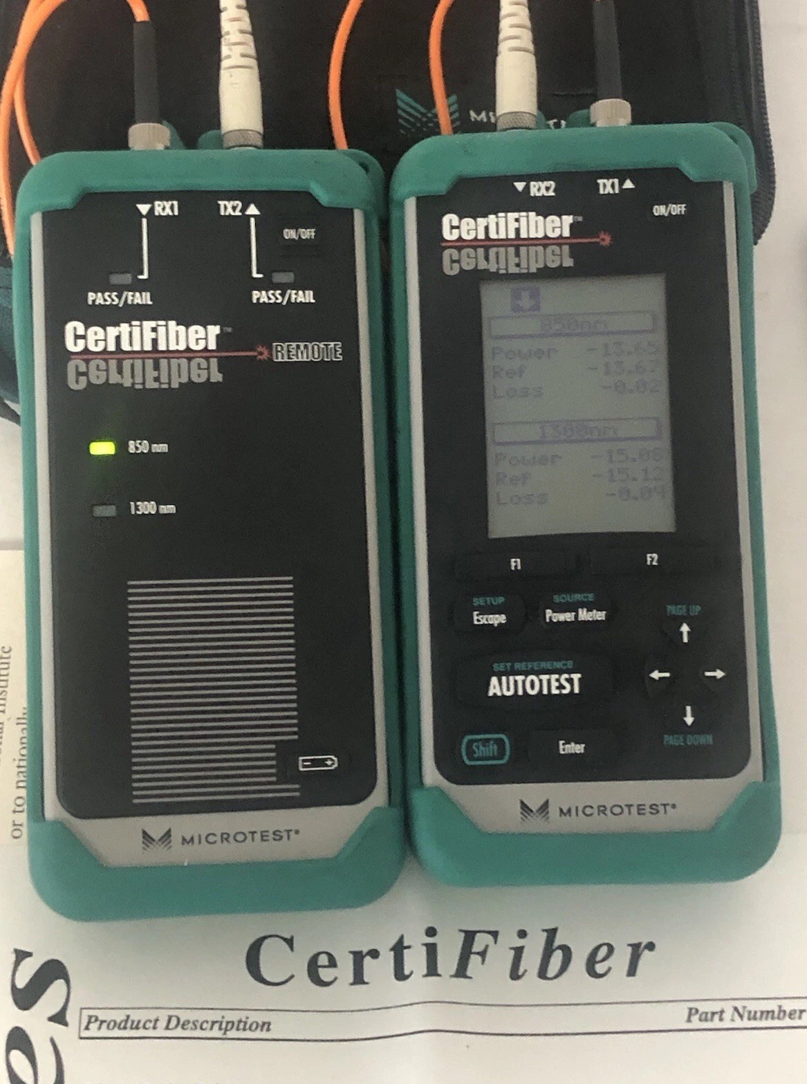 Microtest CertiFiber Optic Advanced certification multimode Fiber Network Excell