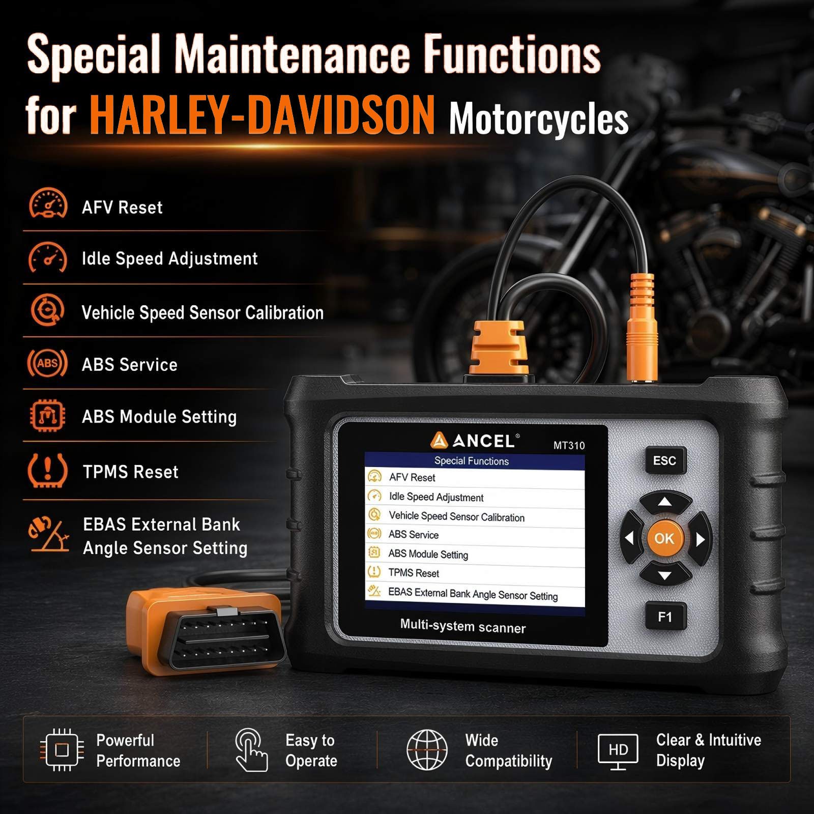 Motorcycle Scanner Full System Diagnosis Read Clear Fault Codes Service Reset