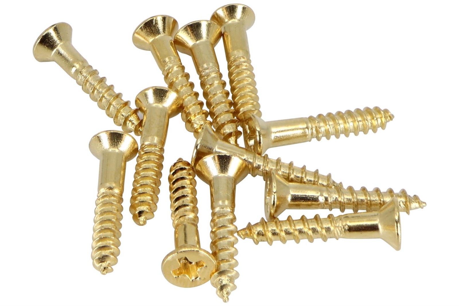 #2 x 1/2" (12.2mm) Flat head wood screws for guitars - Qty 12 - Gold