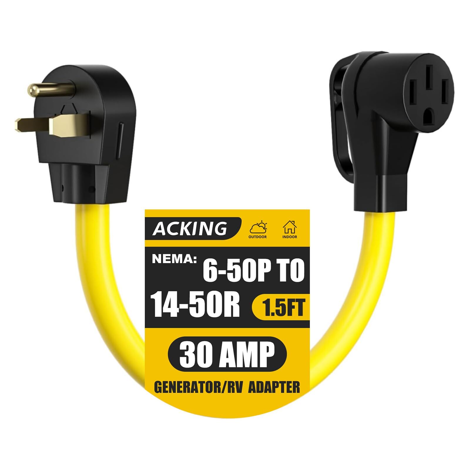 NEMA 6-50P to 14-50R Adapter, 50 Amp 3 Prong Welder Plug to 4 Prong Outlet Ge...