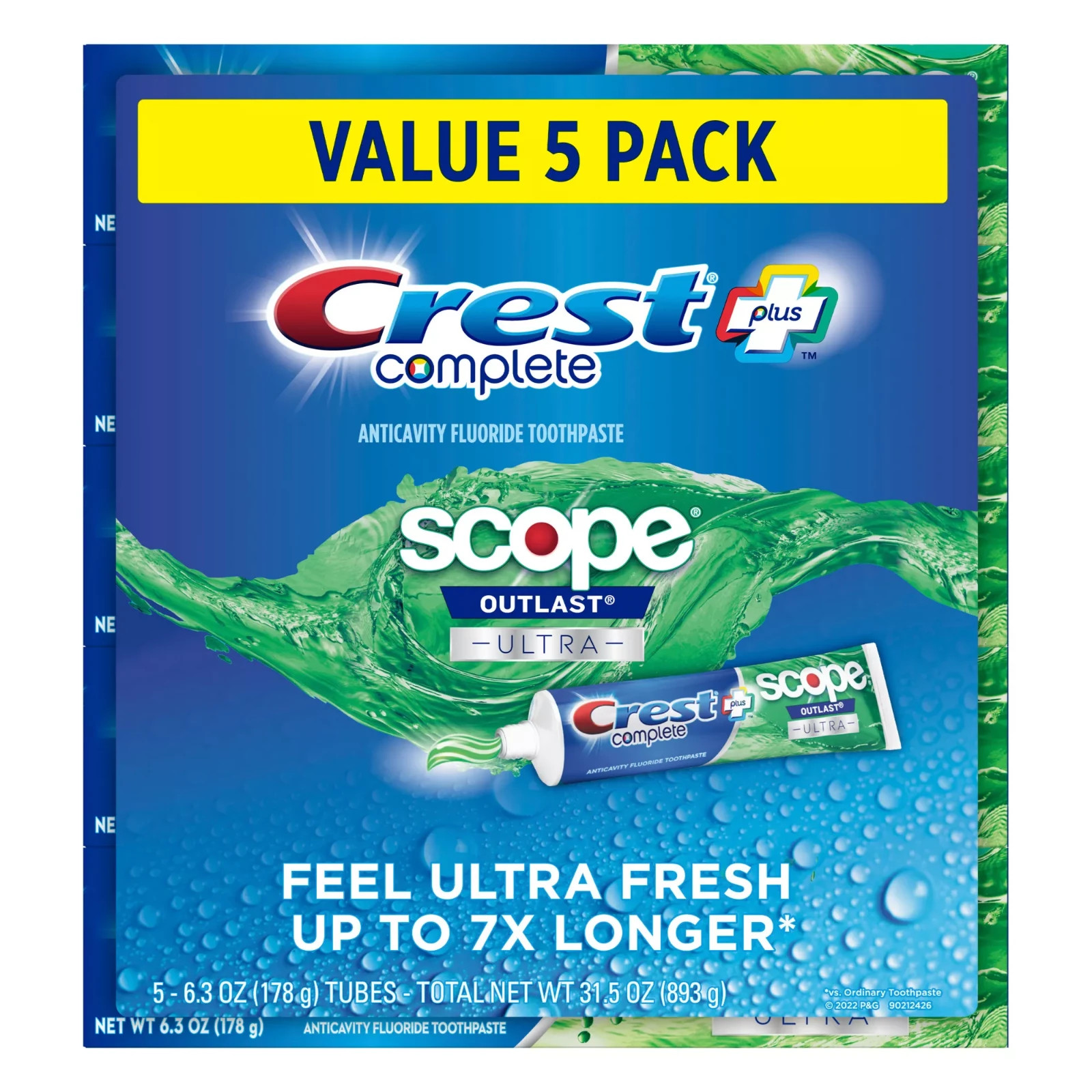 Crest Complete Plus Scope Outlast Ultra Toothpaste, 5 pk./6.3 oz. NO SHIP TO CA