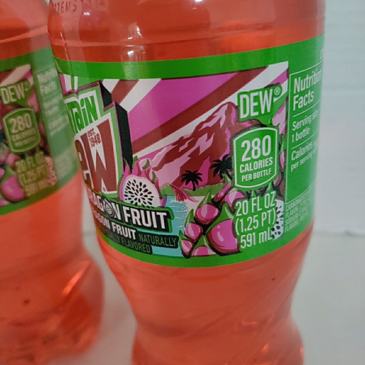 2026 Mountain Dew Dragon Fruit (2) 20 oz. Bottles Mtn Dew