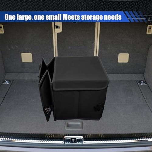Car Trunk Organizer, Collapsible Multi Compartment Cargo Storage Box with Black