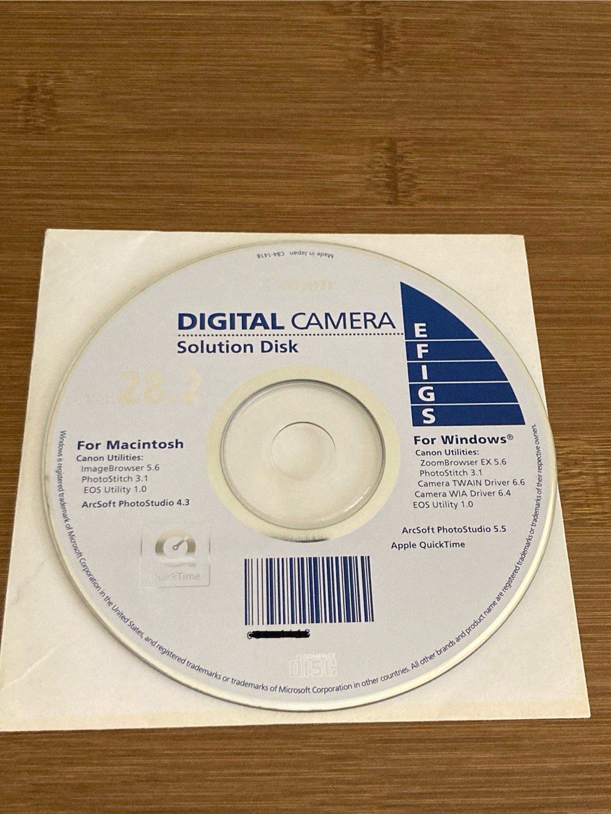 Canon Digital Camera Solution Disk Ver. 28.2 Mac & Windows Original CD-ROM