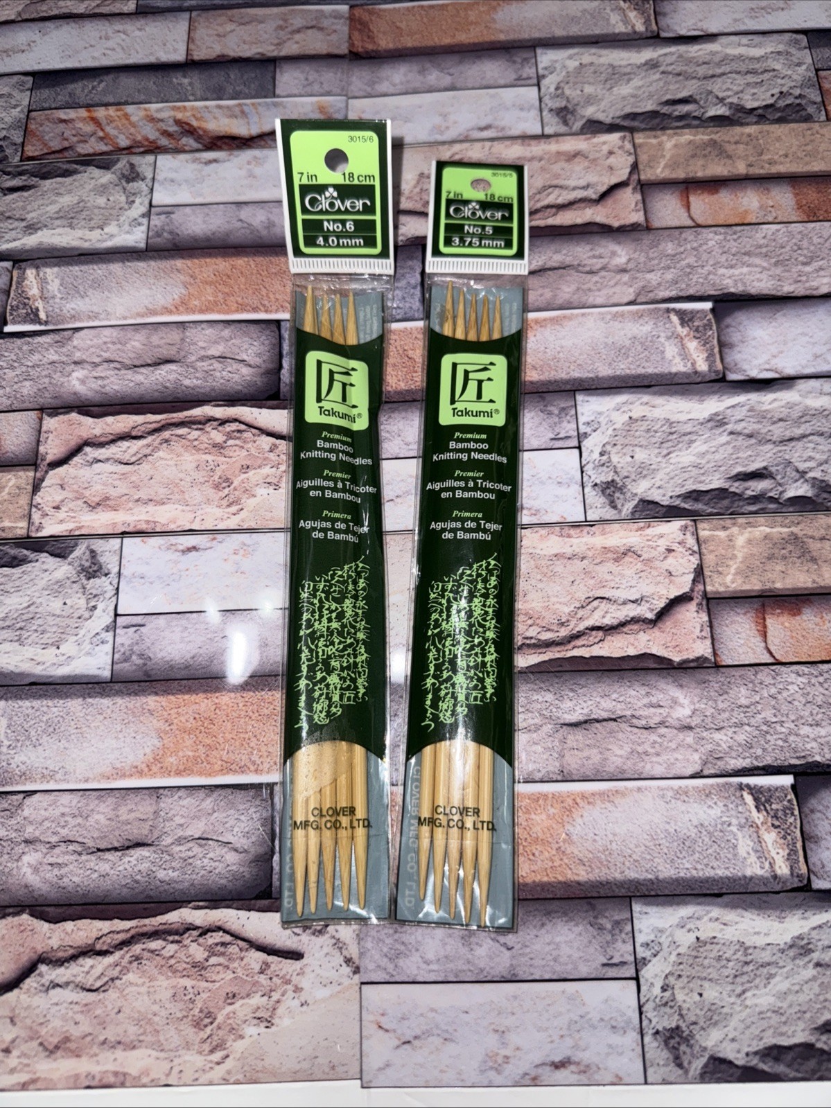 Clover 7" Takumi Bamboo Knitting Needles 3015/5 No. 5 & 3015/6 No. 6 (3.75/4.0)