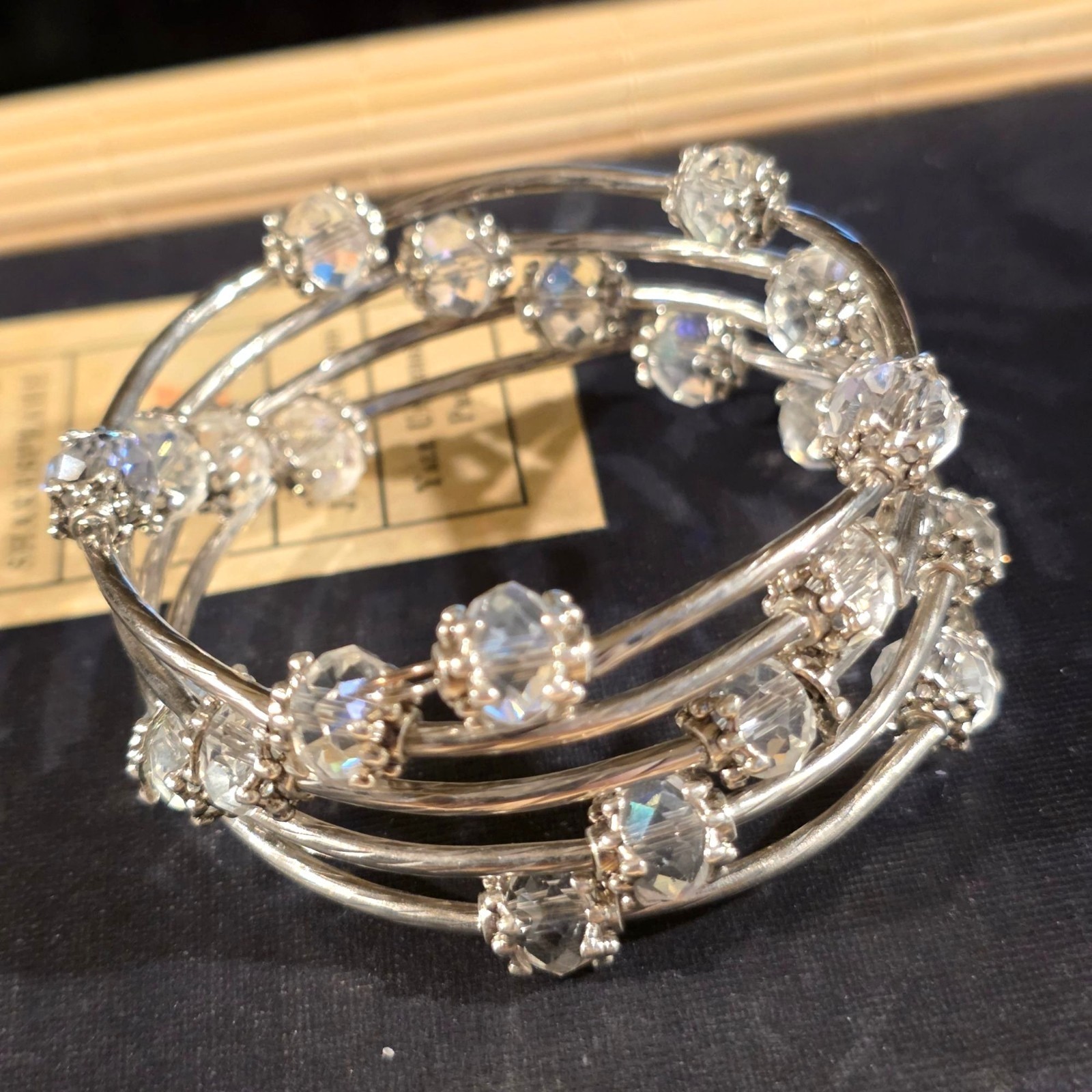 Hancrafted Crystal Wrap Bracelet With Clear Faceted Beads