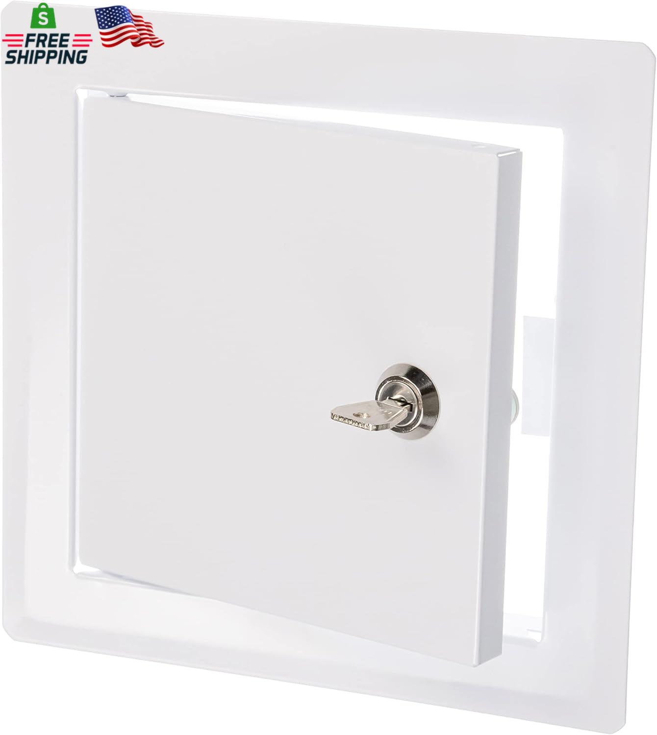 6" X 6" Lockable White Metal Access Panel. Service Shaft Door Panel with Key. Pl