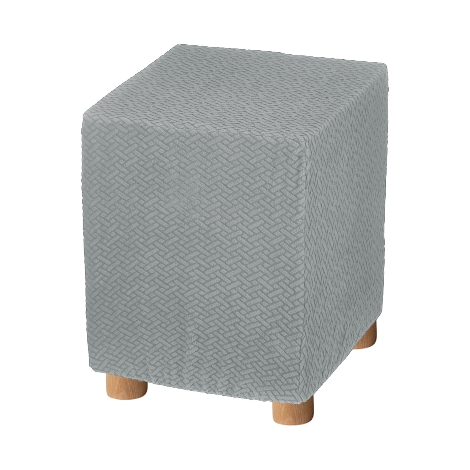 13"-18" Square Foot Stool Slipcovers Jacquard Fabric for Furniture, Gray