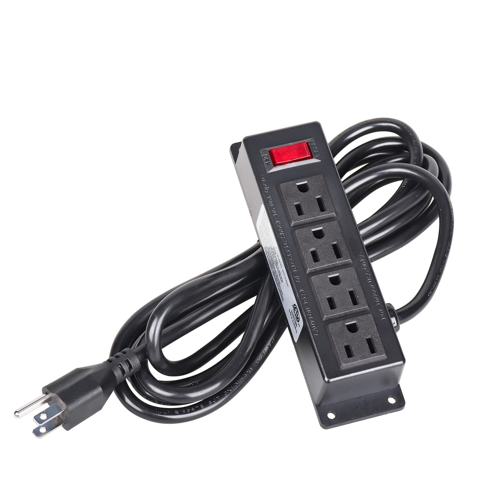 Mountable Power Strip with 4 Outlet, Wall Mount Under Desk 10ft Cord, 3M4A