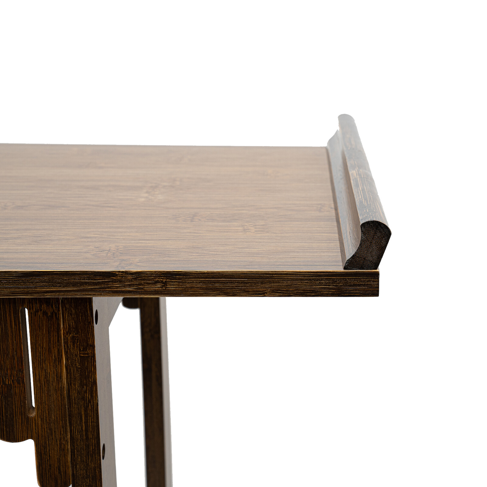 2 Tiers Walnut Sofa Table Bamboo Entryway Table Table With Storage Shelves