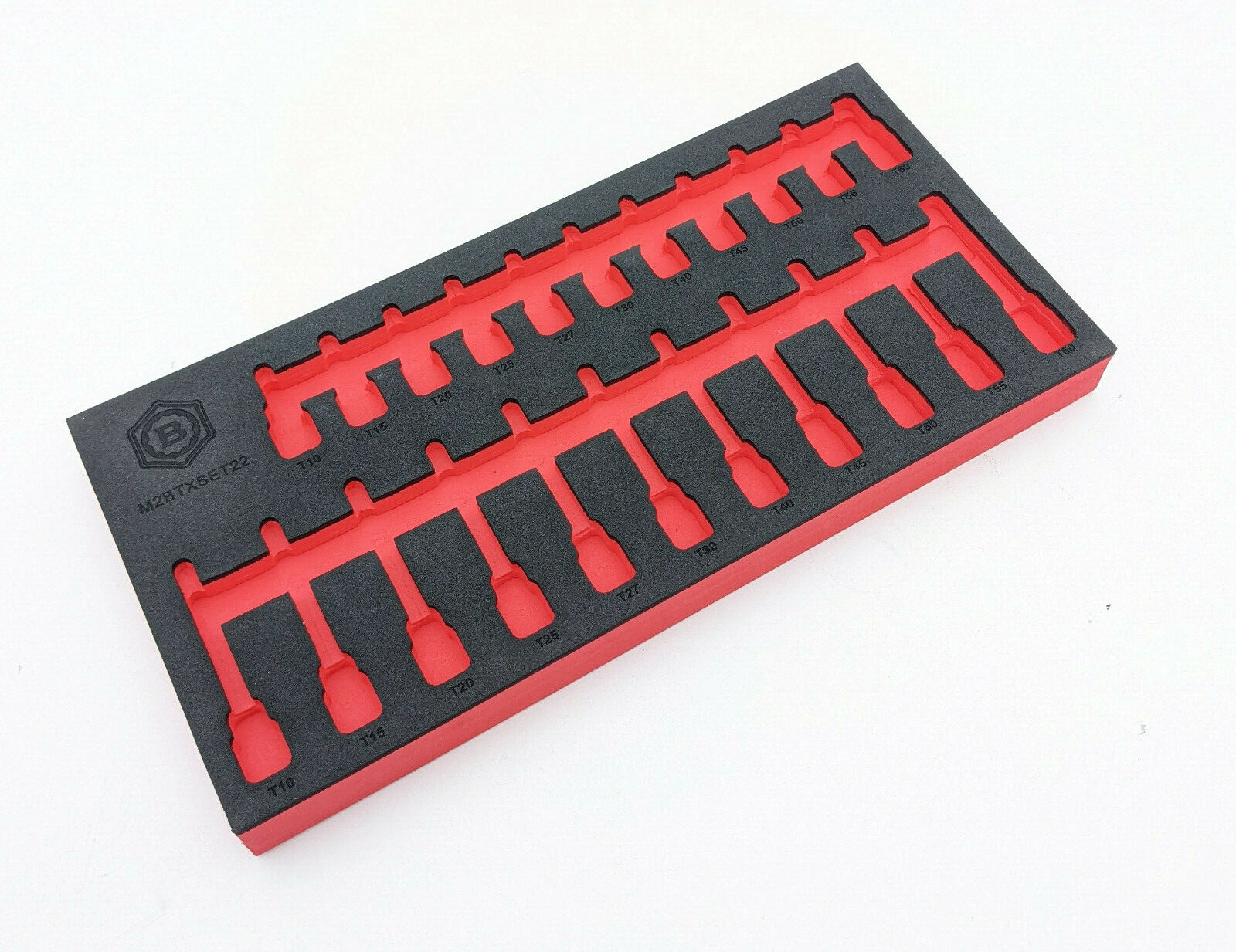 EVA foam T10 - T60 x 3/8" 48mm Torx & long 95mm socket holder storage