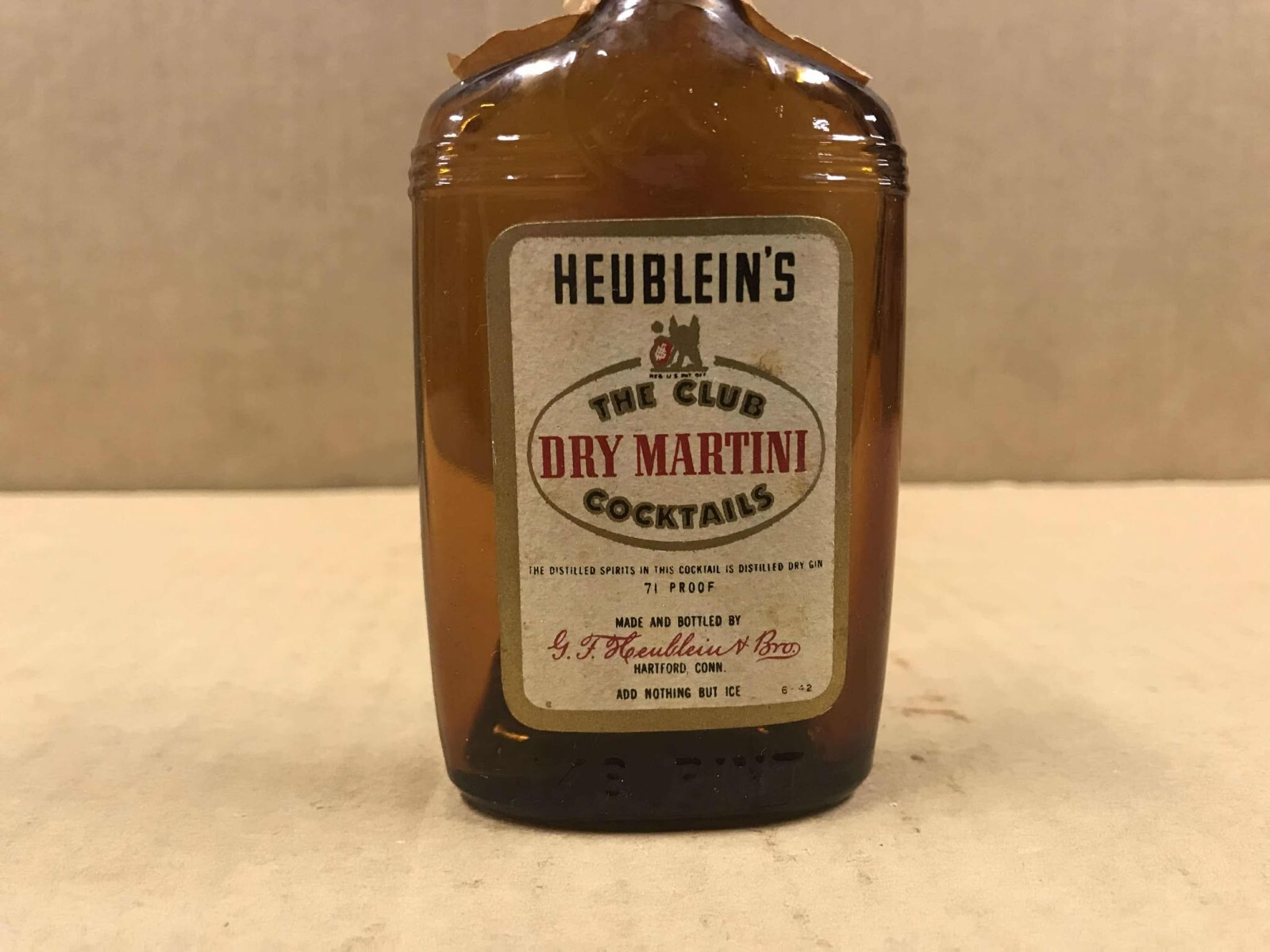 Vintage Heublein's Dry Martini Empty Mini Bottle