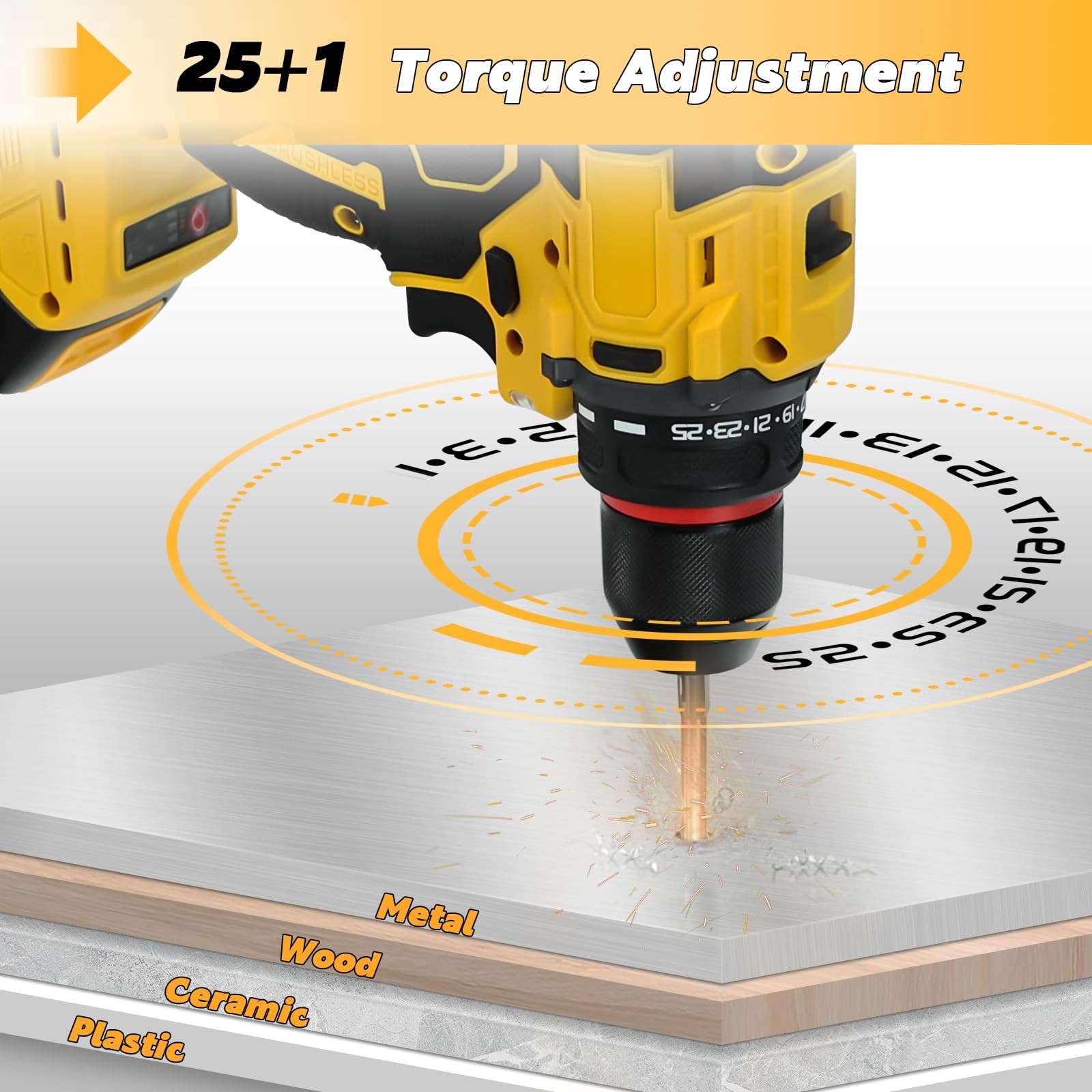 Cordless Drill Driver, Electric for Dewalt 20V Battery, Brushless...