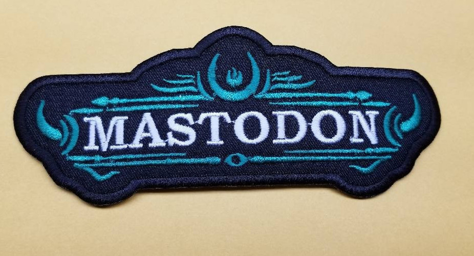Mastodon Embroidered Patch Green Logo Iron On Sew On Approx 2x5"